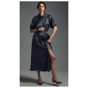 NWT Anthropologie Samant Chauhan Utility Shirtdress in Slate  Size Small Petite